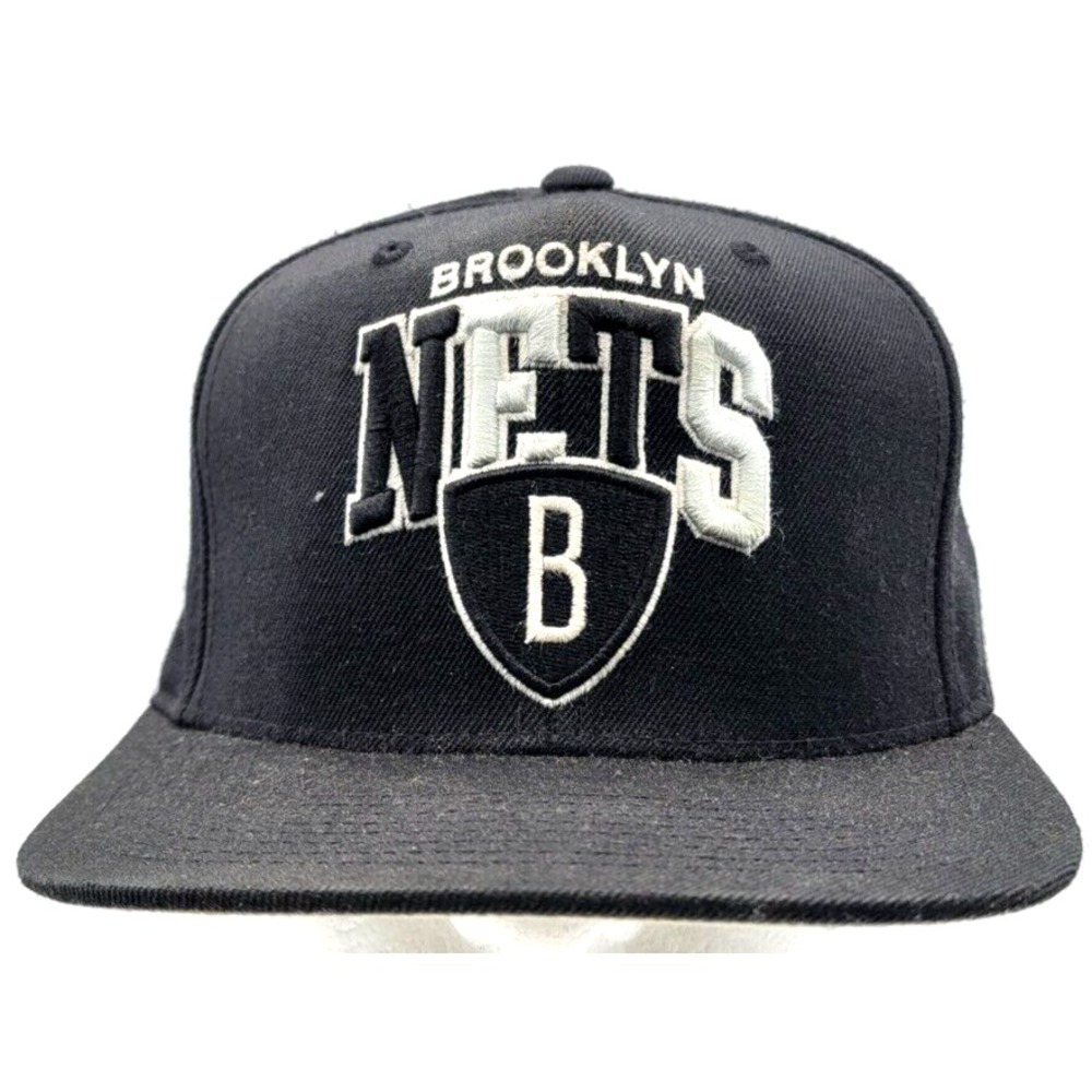 BROOKLYN NETS HAT CAP SNAP BACK MITCHELL & NESS BLACK NBA BASKETBALL MENS